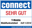Connect Testsieger: Mobilfunknetztest 1/2018 Sehr Gut